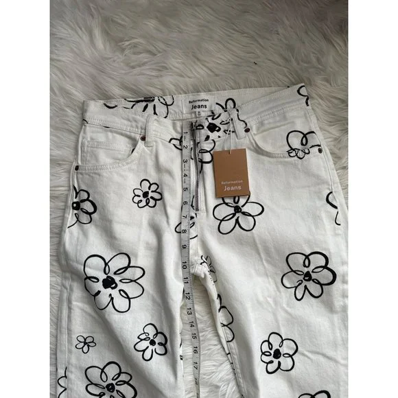 Reformation " Julianna Zip Mid Rise Straight Leg Jeans" Size 30 - Picture 12 of 15